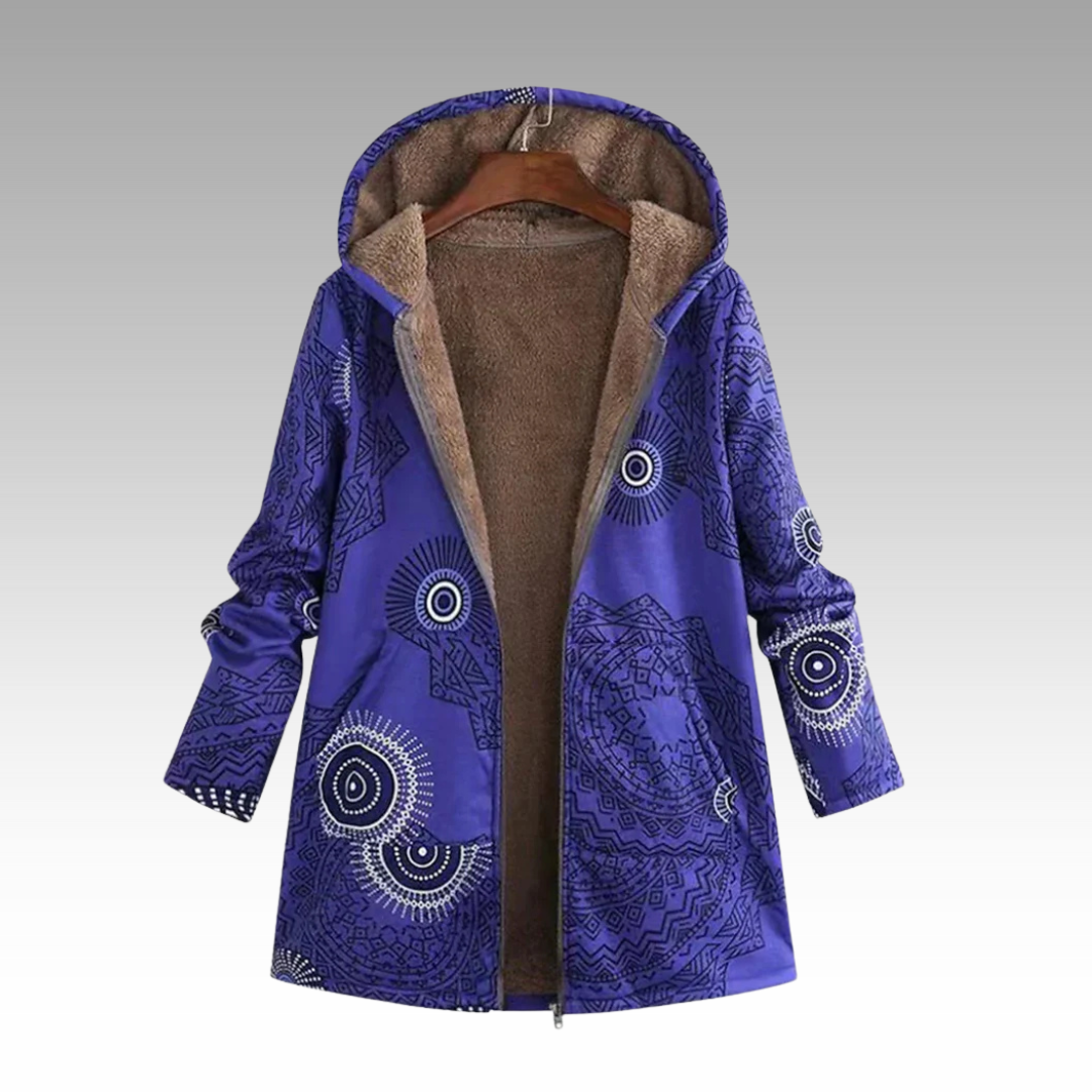 Cozeva - Bohemian Fleece-Lined Hooded Jacket