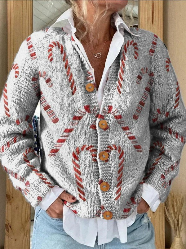 Noëlle - Festive Candy Cane Cardigan