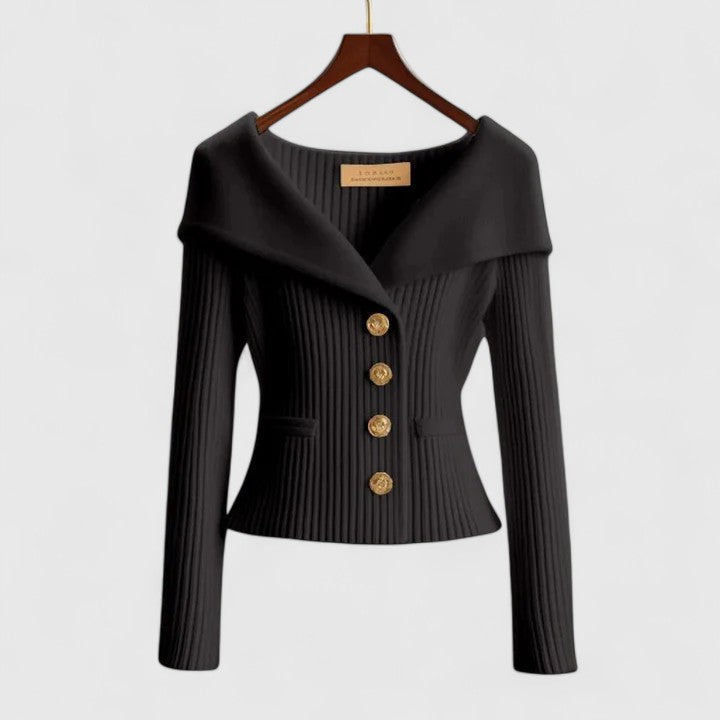 Avelora – Elegant Off-Shoulder Buttoned Top
