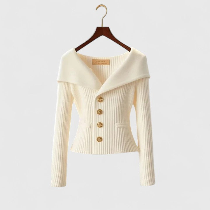 Clariza - Button-Front Long Sleeve Cardigan