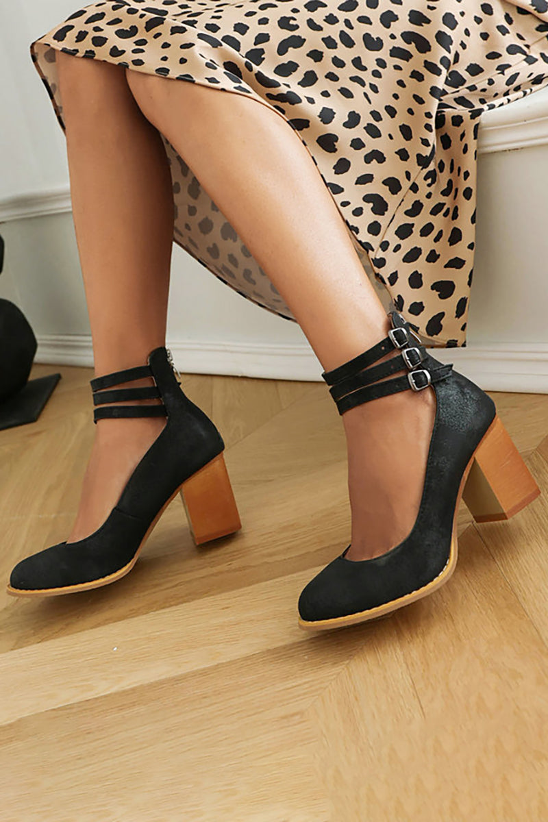 Casilda - Smooth Sandals with Ankle Strap and Thick Sole