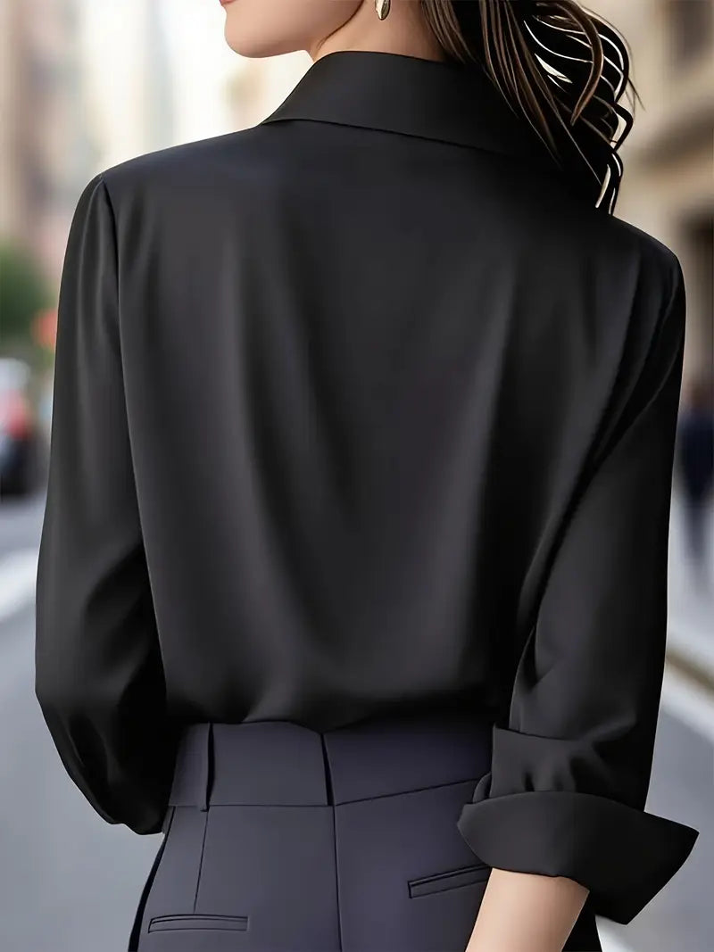 Anjeneth - Elegant Long Sleeve Button Down Shirt