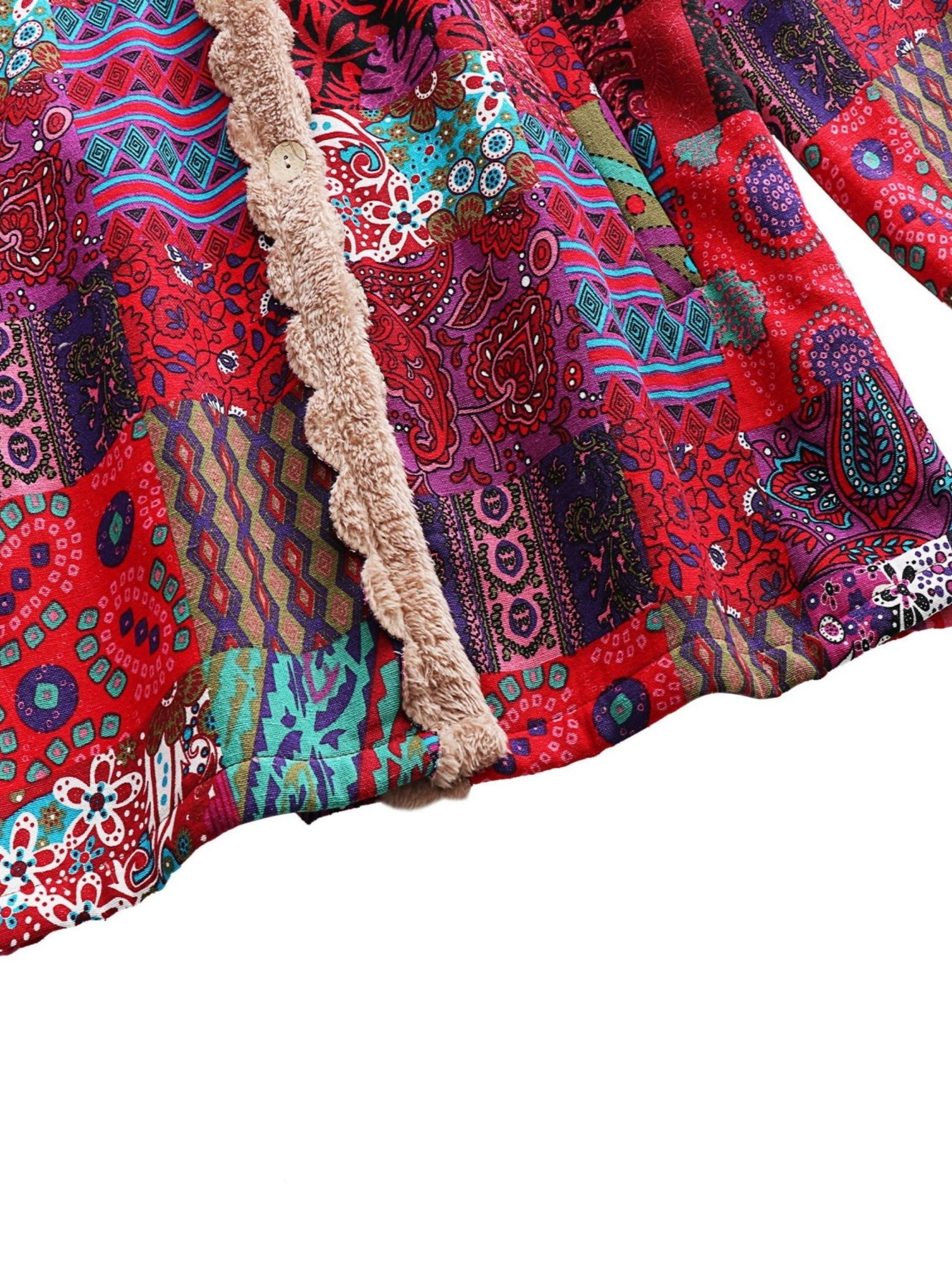 Maribel - Patchwork Coat Boho Hooded Winter Jacket