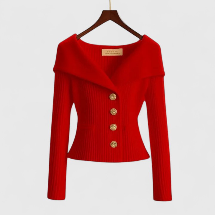 Avelora – Elegant Off-Shoulder Buttoned Top