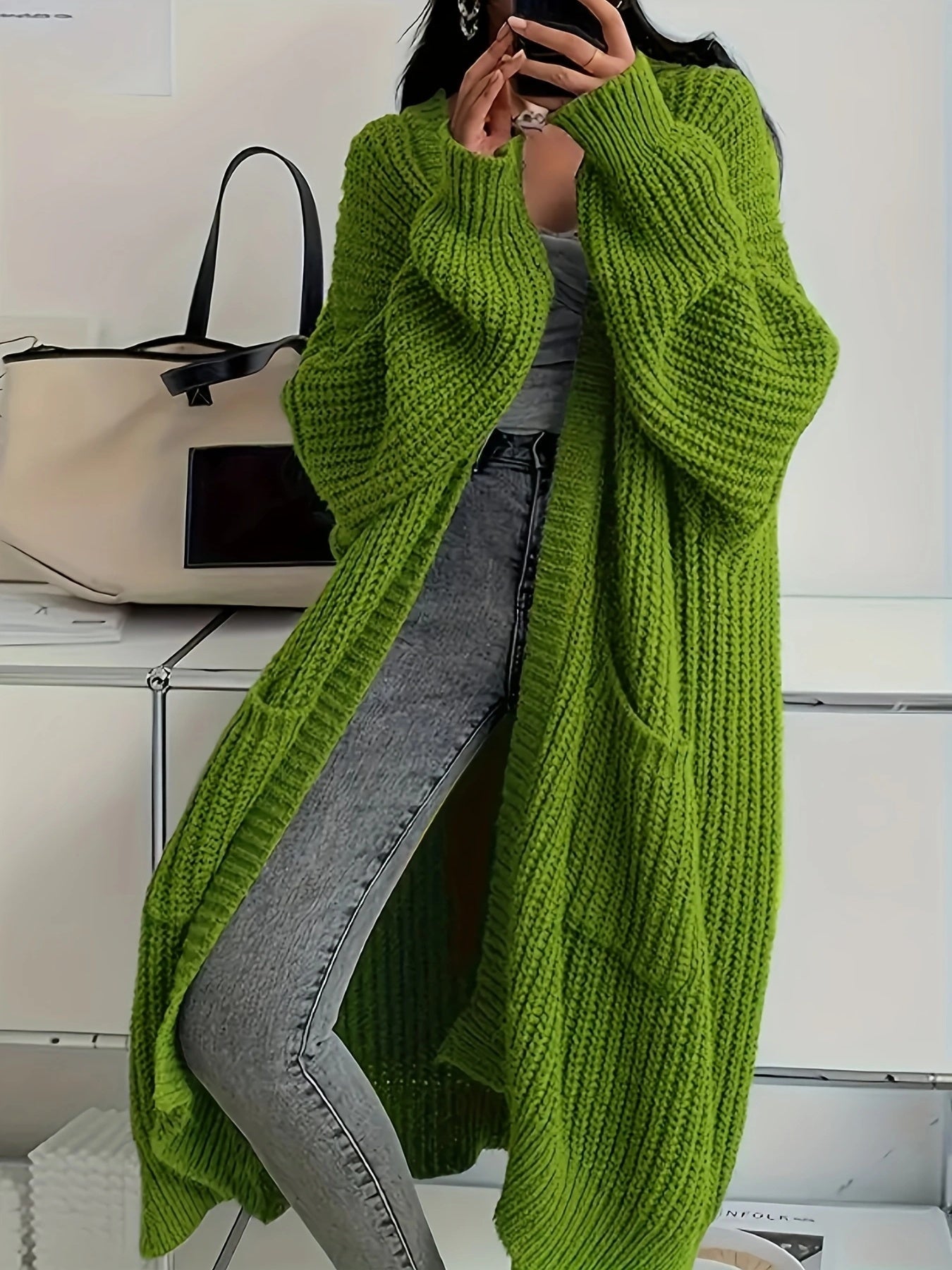 Rowan - Long Open-Front Cardigan
