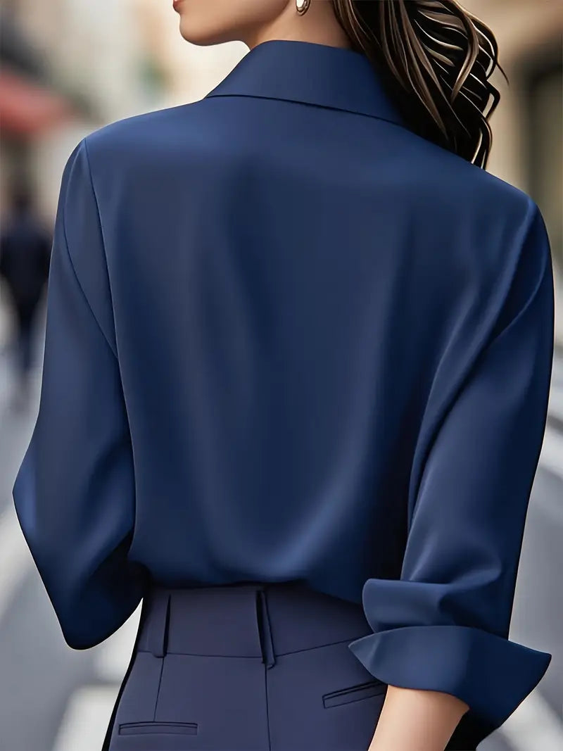 Anjeneth - Elegant Long Sleeve Button Down Shirt