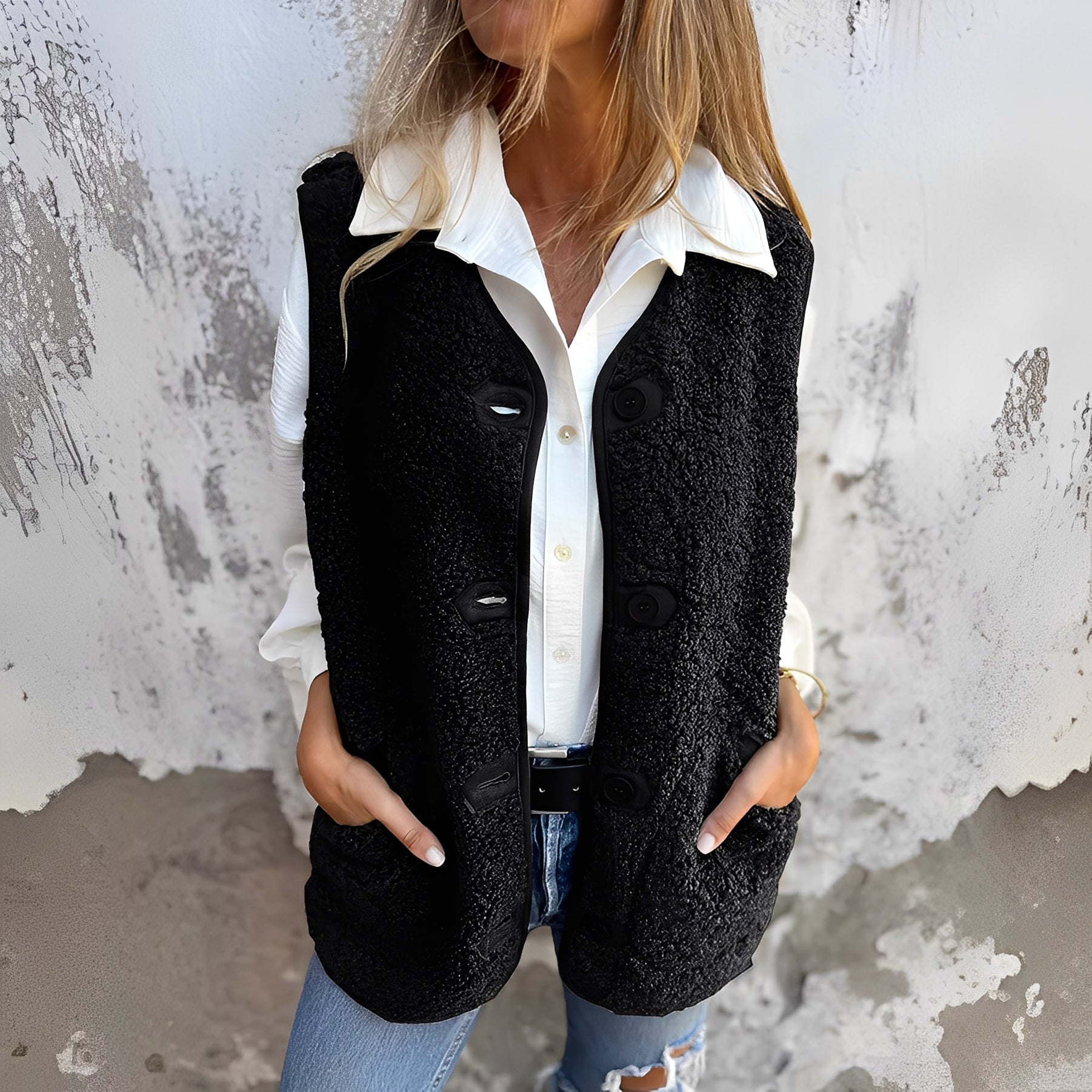 Joan - Women’s Button-Up Vest with Pockets