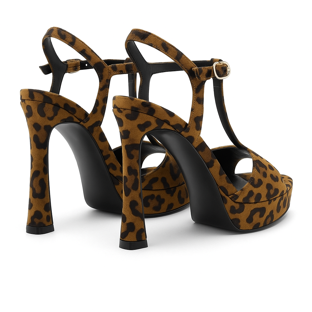 Giulia - High Heeled Sandals with Animal Print