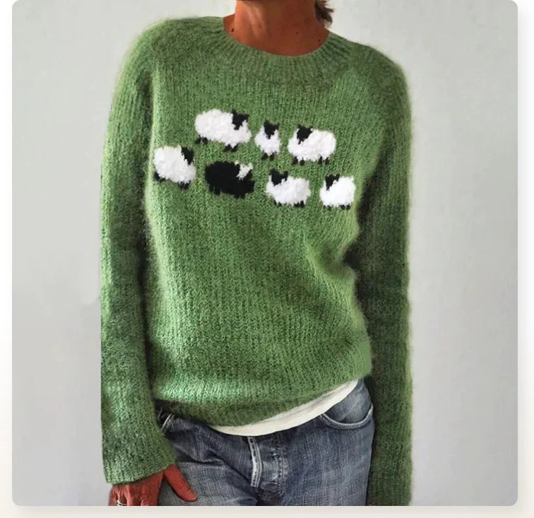 Addison - Cozy Knit Sheep Pattern Sweater