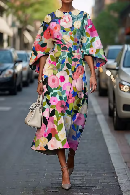 Alessia - Kimono-Inspired Midi Dress