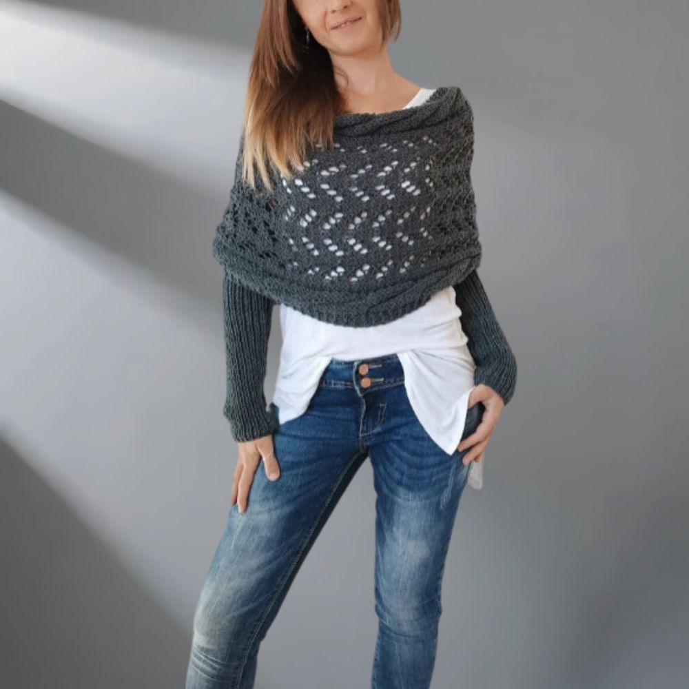 Almeria - Knitted Poncho Sweater Wrap