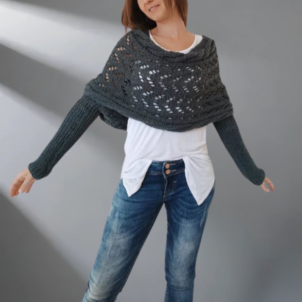 Almeria - Knitted Poncho Sweater Wrap