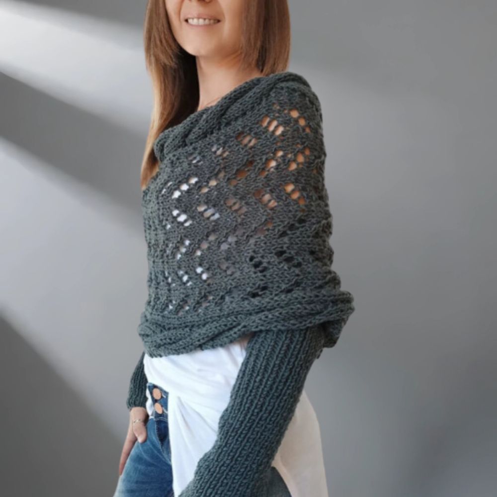 Almeria - Knitted Poncho Sweater Wrap