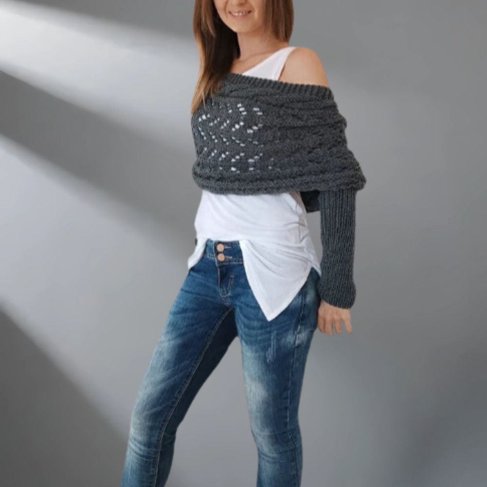 Almeria - Knitted Poncho Sweater Wrap