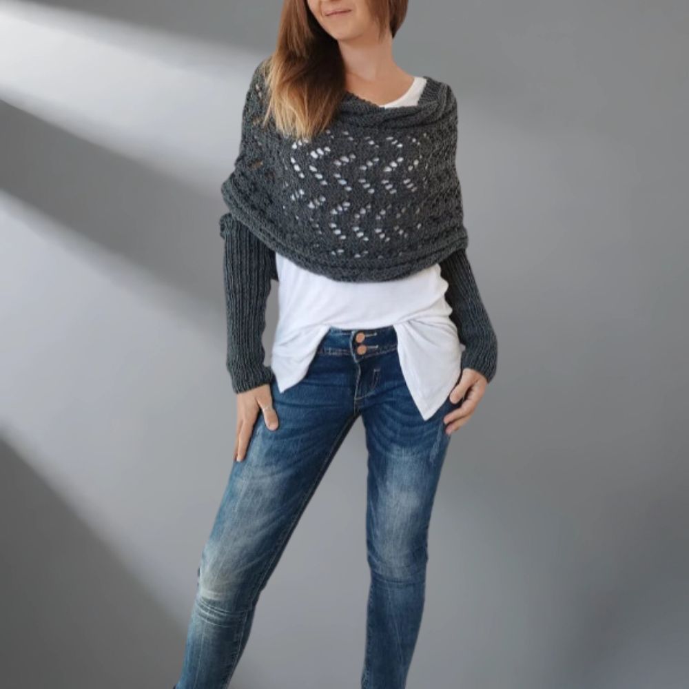 Almeria - Knitted Poncho Sweater Wrap