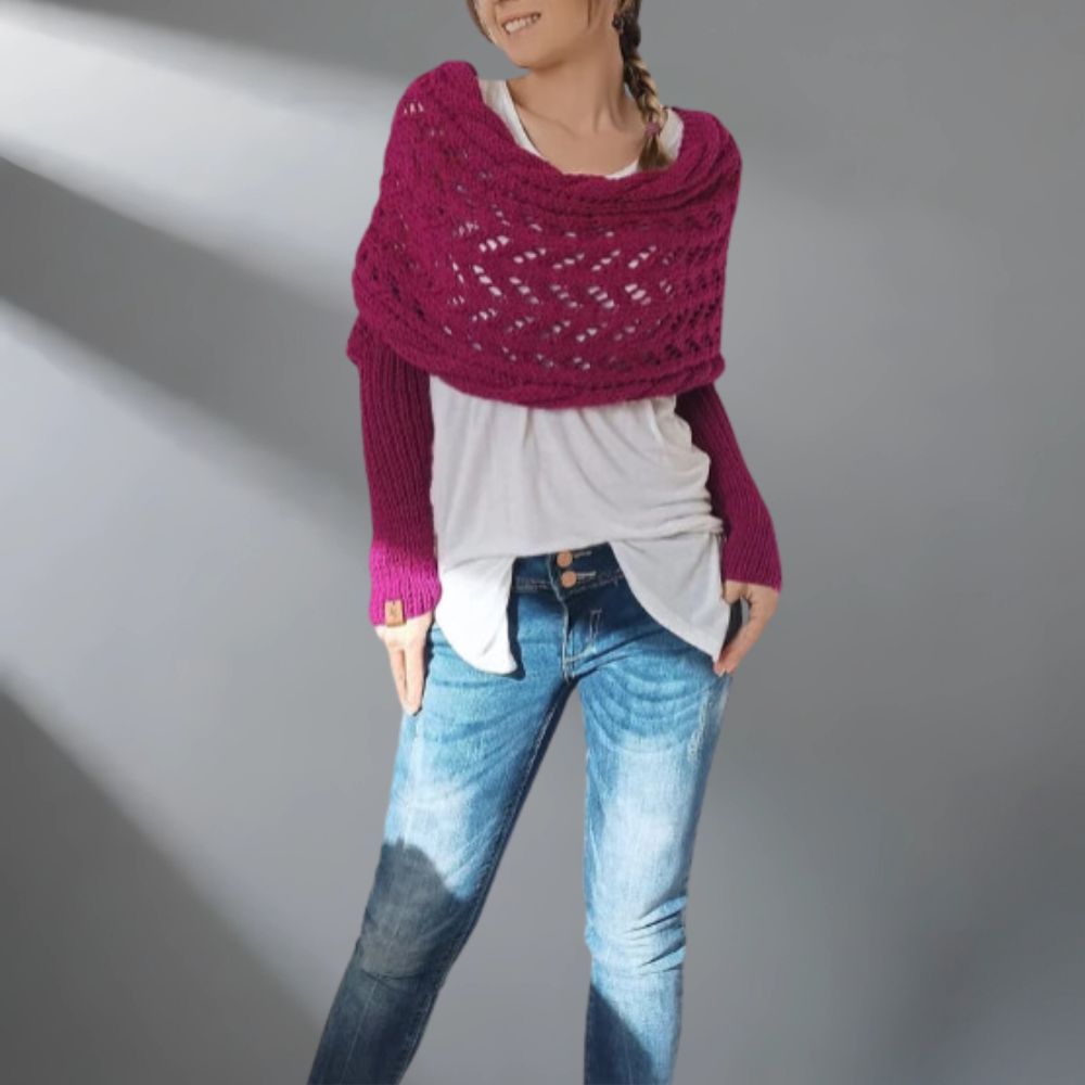 Almeria - Knitted Poncho Sweater Wrap