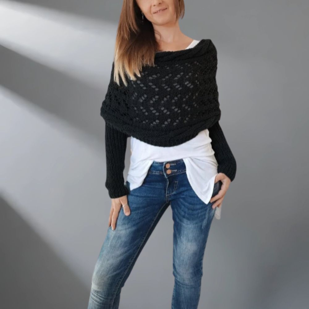 Almeria - Knitted Poncho Sweater Wrap