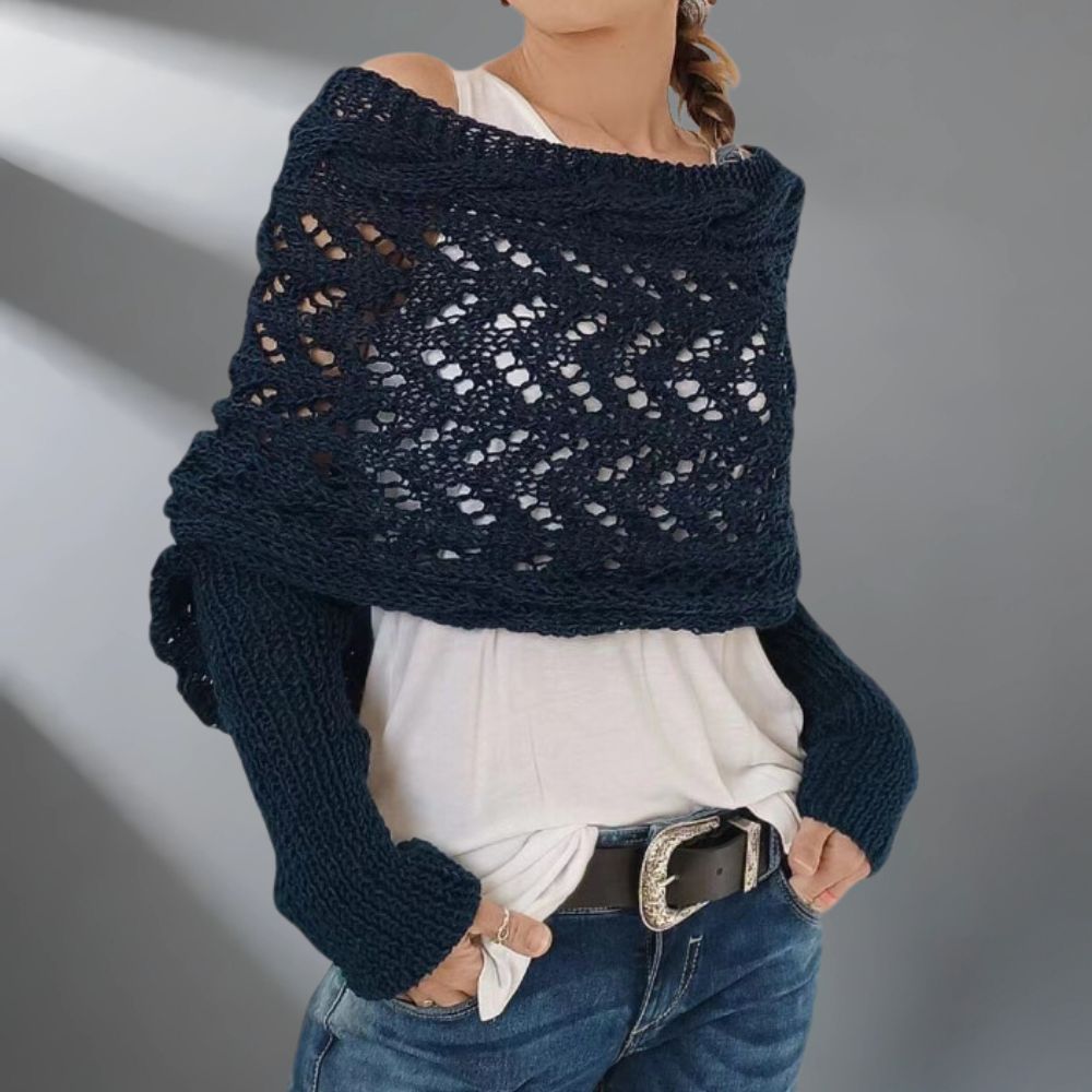 Almeria - Knitted Poncho Sweater Wrap