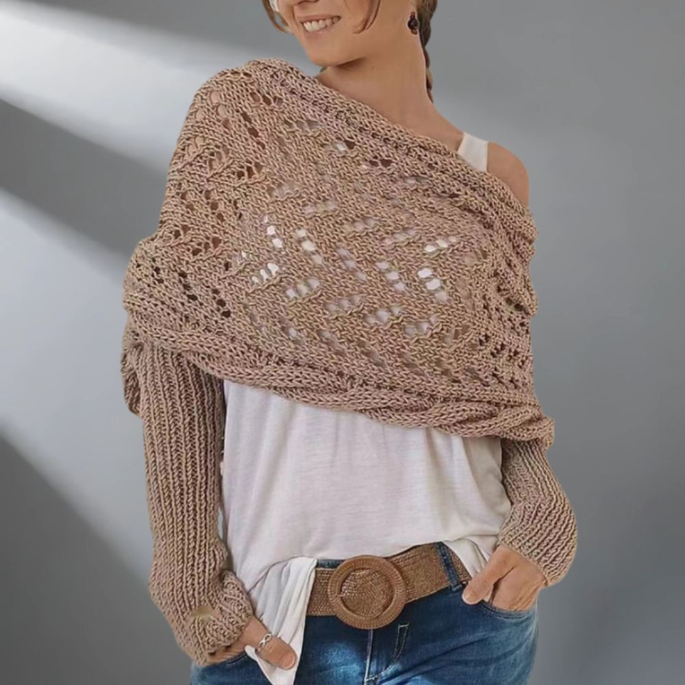 Almeria - Knitted Poncho Sweater Wrap