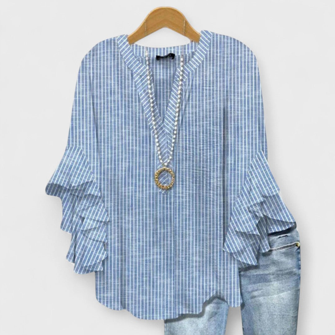 Aurelia - Floral Print Blouse with Ruffled Sleeves