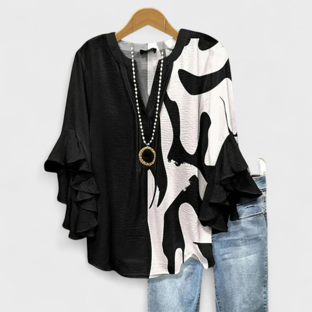 Aurelia - Floral Print Blouse with Ruffled Sleeves