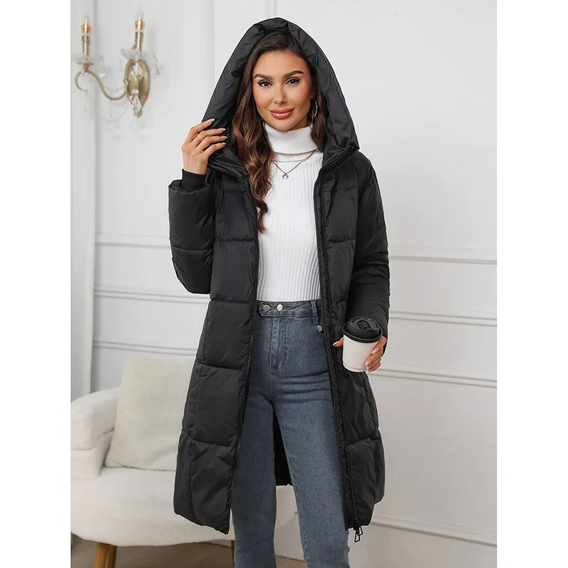 Nerina - Elegant Long Hooded Puffer Coat