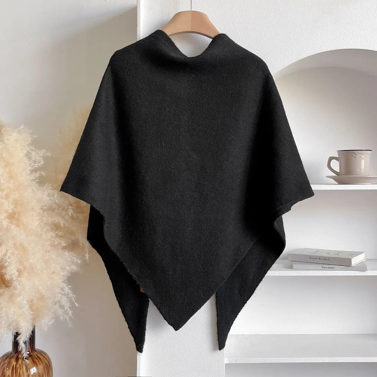 Isla - Women’s Knit Poncho Wrap with Tie