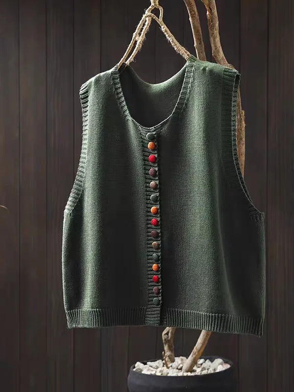 Shirley – Vintage Button Knit Vest