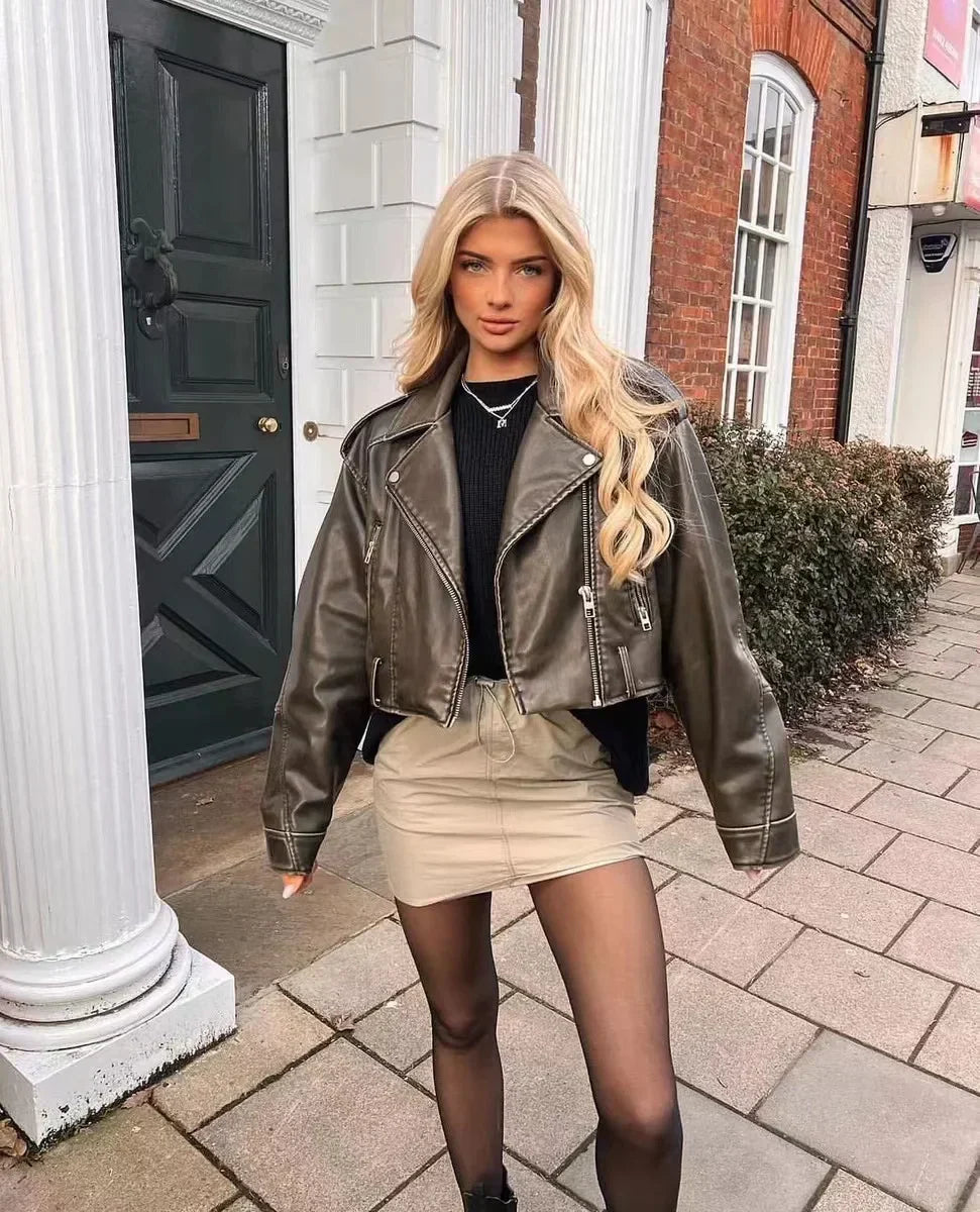 Élodie - Cropped Moto Jacket