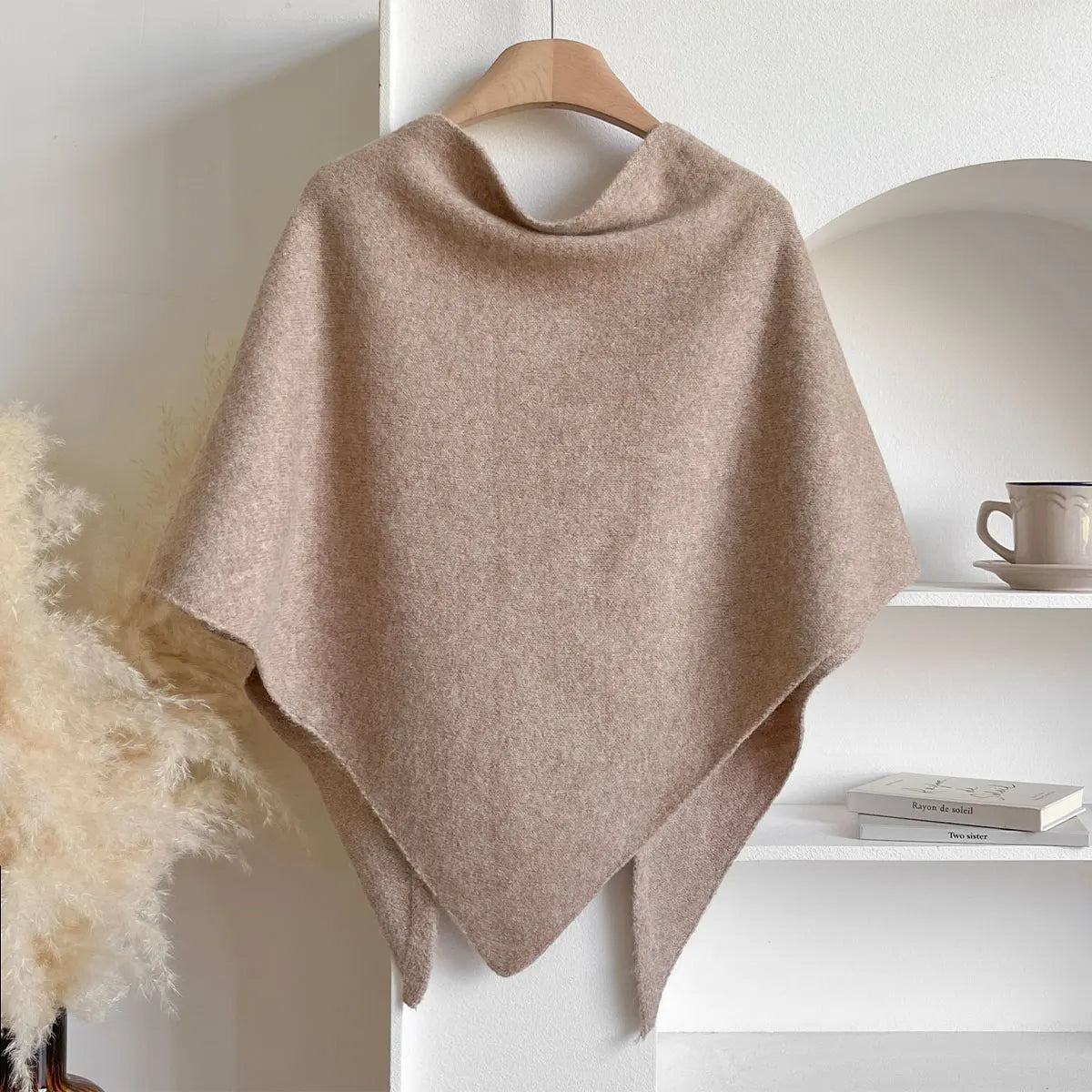 Isla - Women’s Knit Poncho Wrap with Tie