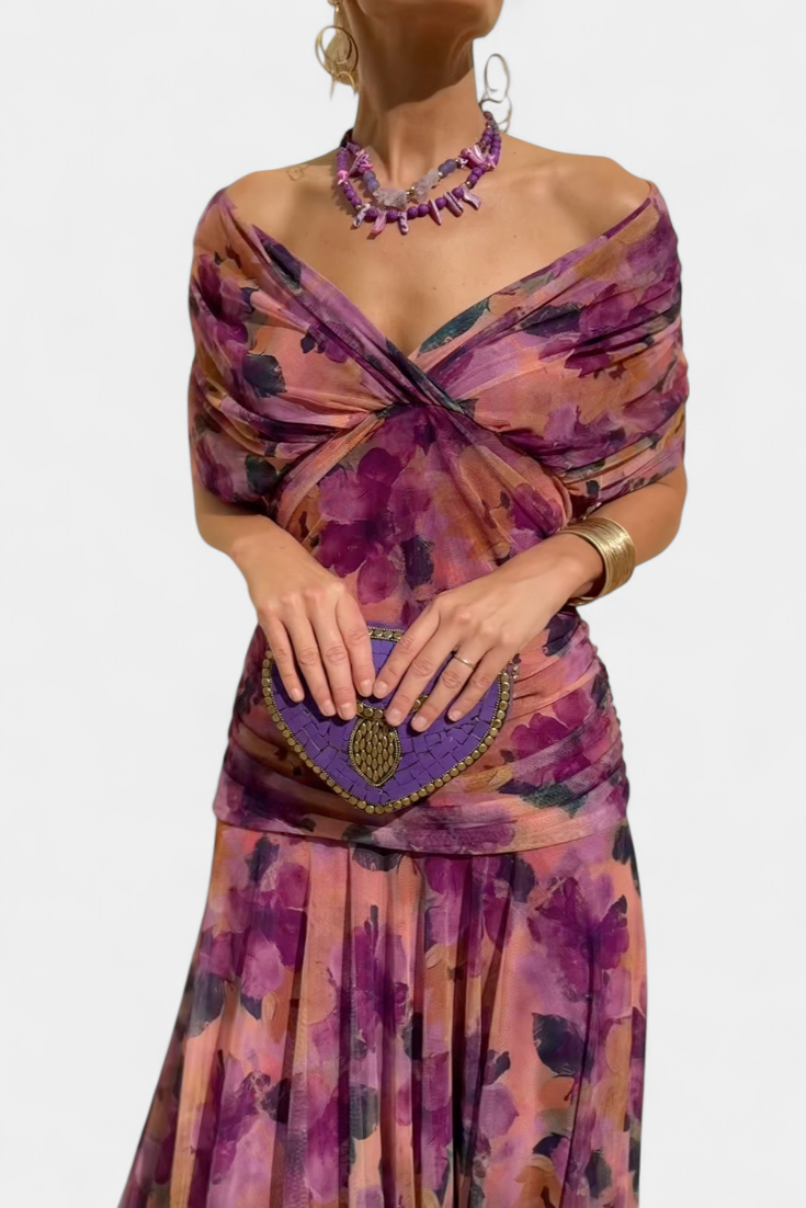 Alondra – Elegant Formal Dress with Off-Shoulder Design