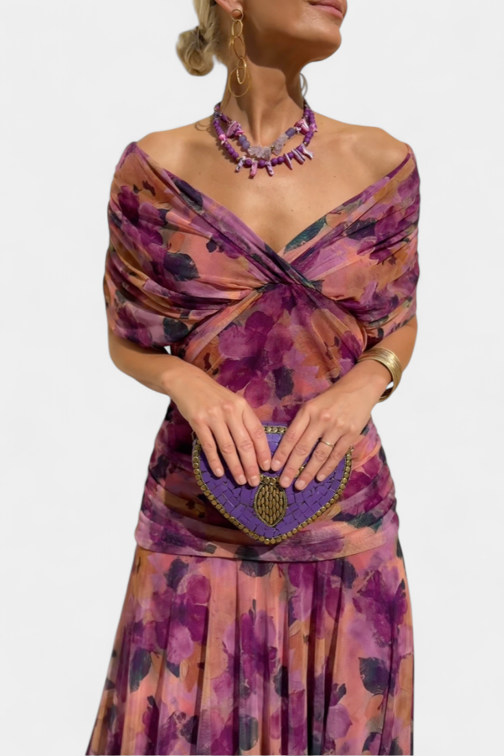 Alondra – Elegant Formal Dress with Off-Shoulder Design