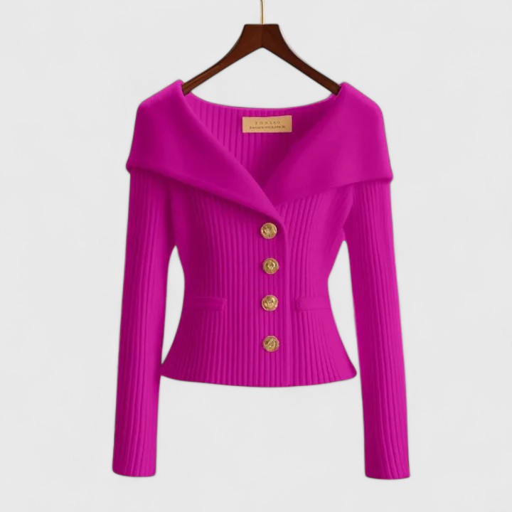 Clariza - Button-Front Long Sleeve Cardigan