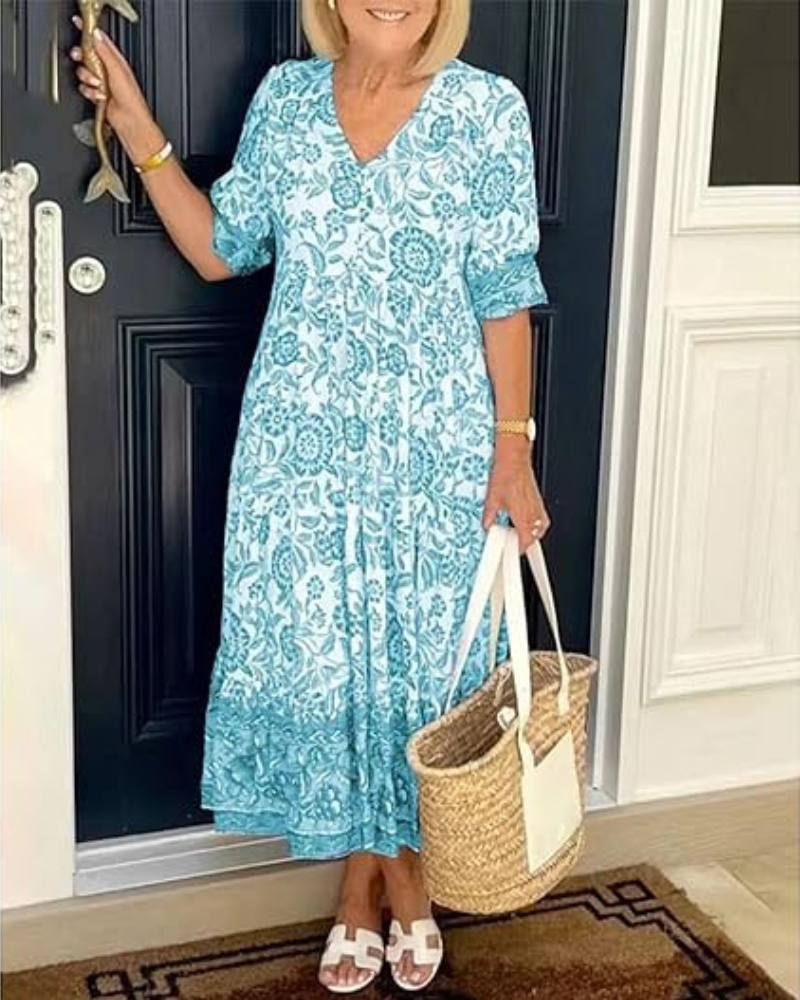 Serenya - Breezy Printed Midi Dress