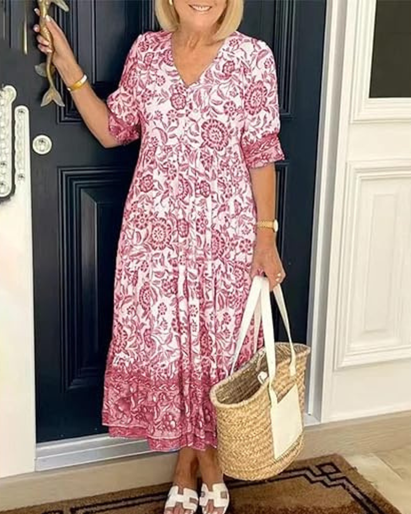 Serenya - Breezy Printed Midi Dress