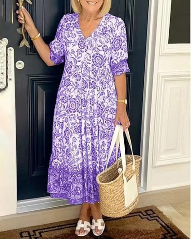 Serenya - Breezy Printed Midi Dress