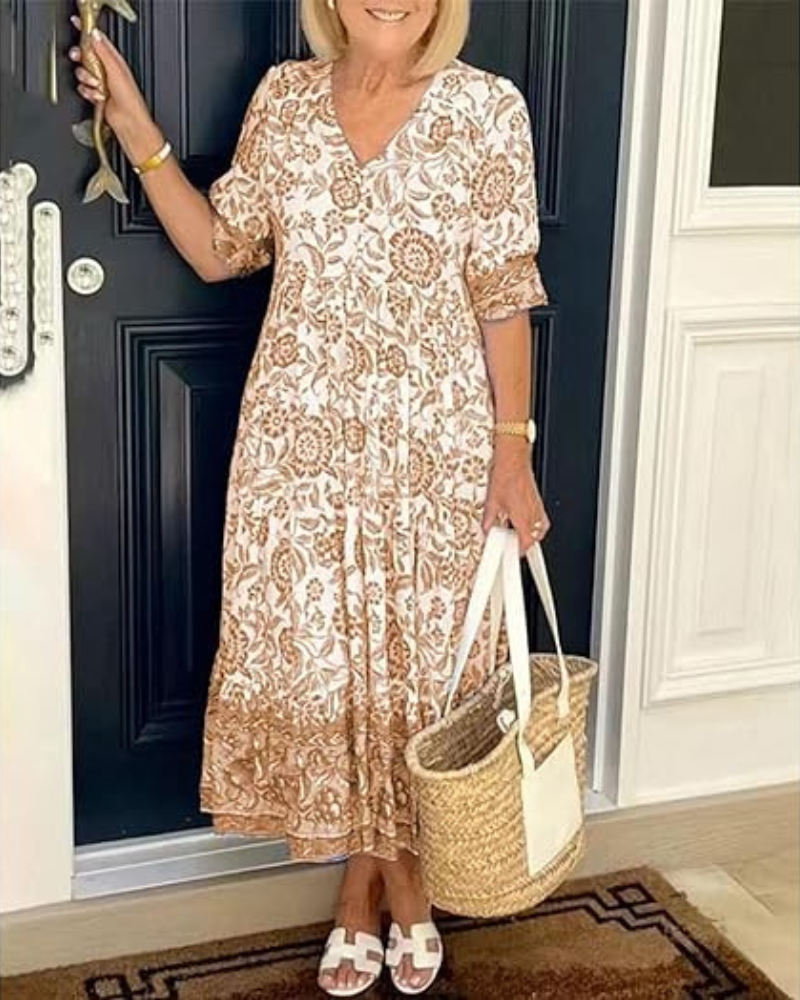 Serenya - Breezy Printed Midi Dress