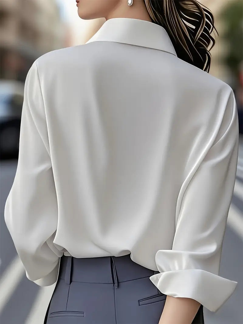 Anjeneth - Elegant Long Sleeve Button Down Shirt