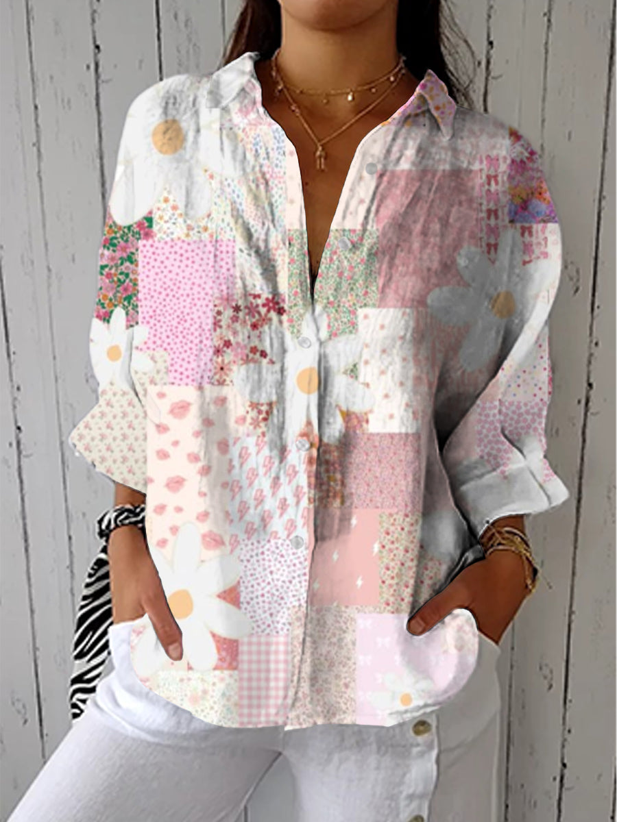Fanny - Pastel Patchwork Button-Up Shirt