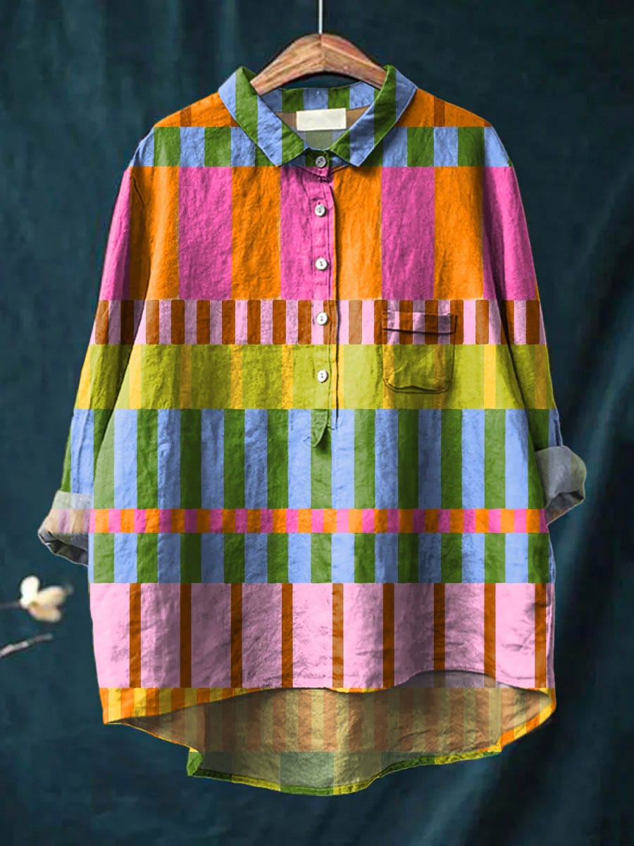 Amber - Colorblock Button-Up Blouse