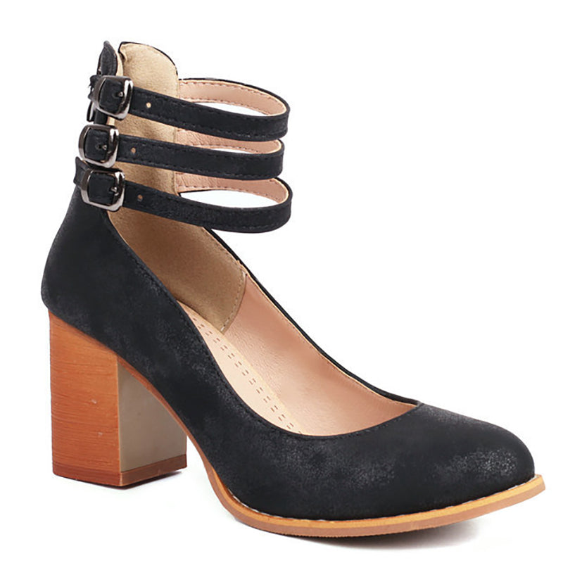 Casilda - Smooth Sandals with Ankle Strap and Thick Sole
