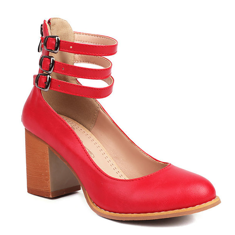Casilda - Smooth Sandals with Ankle Strap and Thick Sole