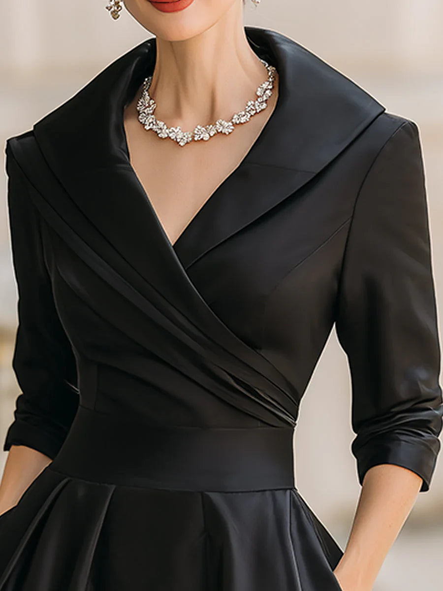 Claudia - 3/4 Sleeve A-Line Midi Dress