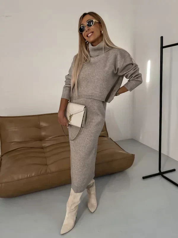 Elena - Knit Sweater Dress with Layered Versatility