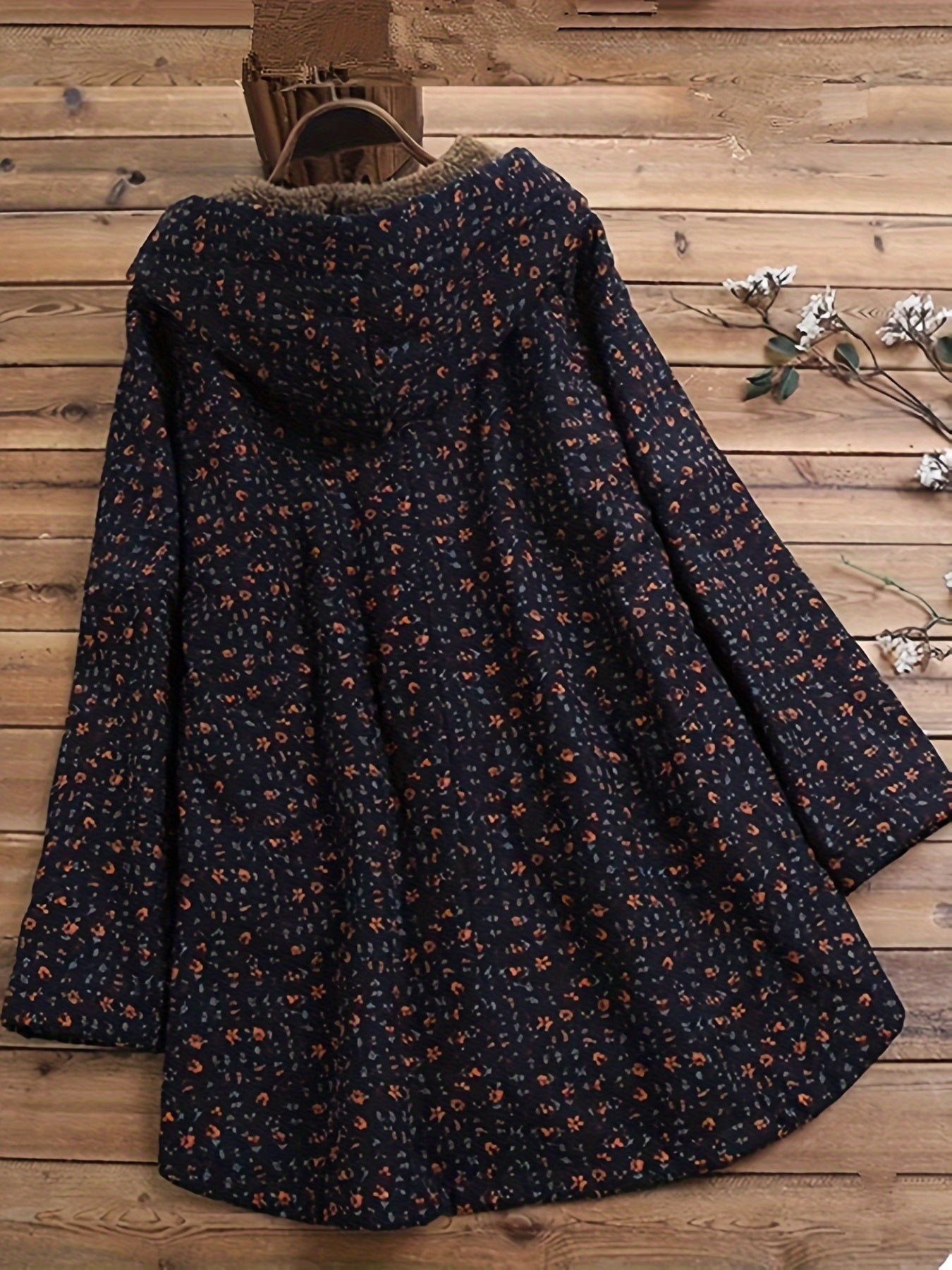 Zinnia - Vintage Floral Hooded Winter Coat