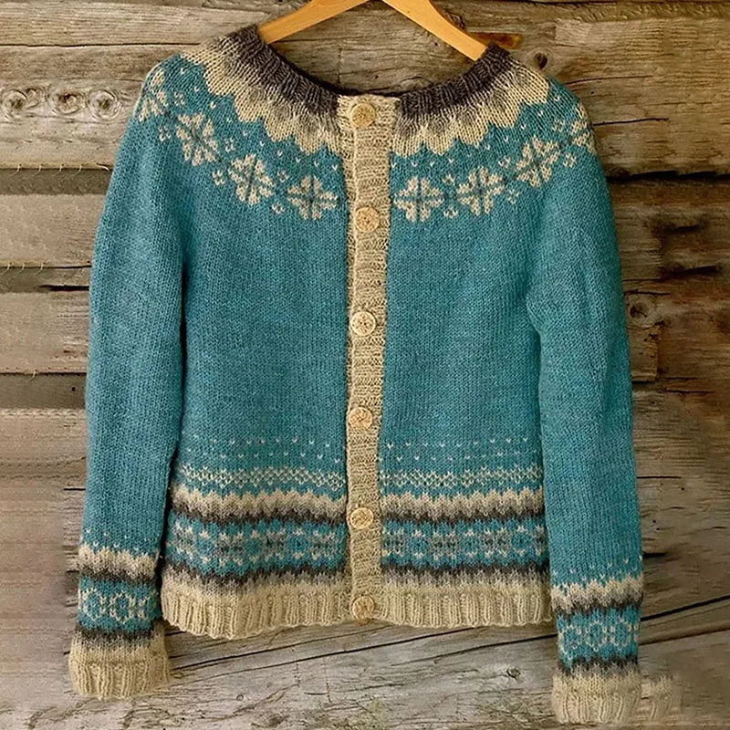 Allaira - Fair Isle Accents Nordic Cardigan