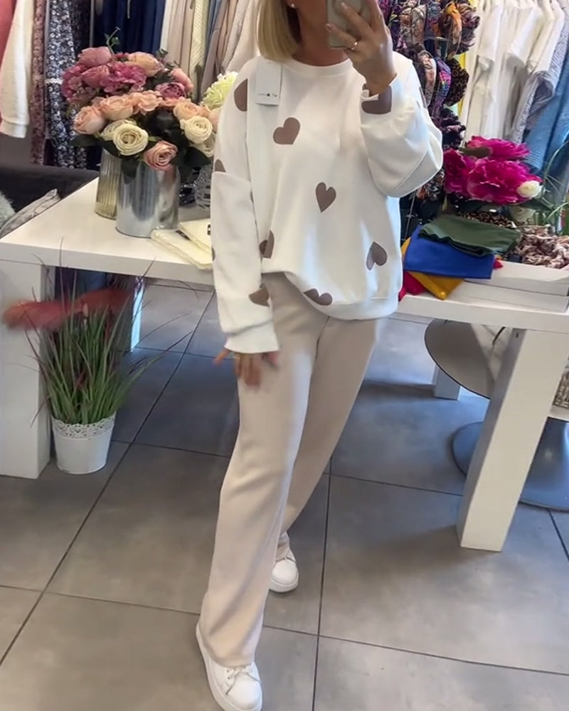 Coralyn - Playful Heart-Print Sweatshirt