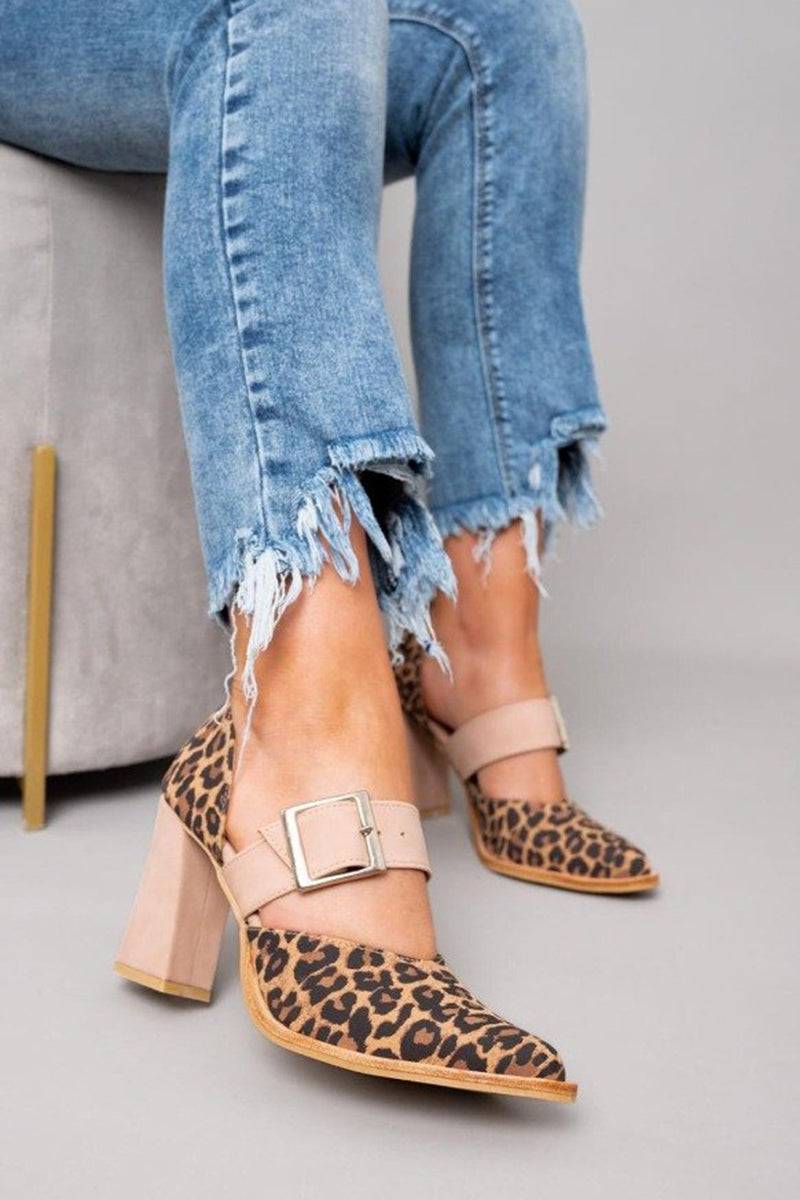 Selveta - Leopard Stable Heel Sandals