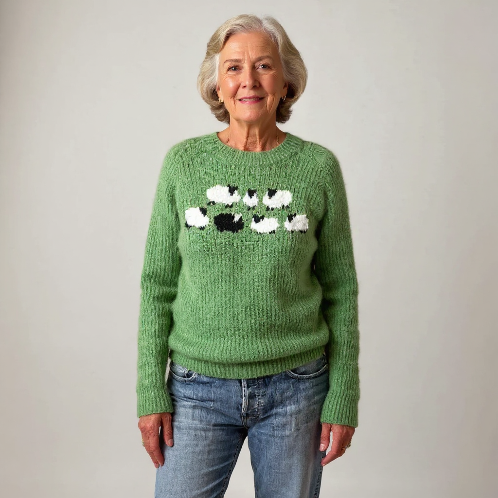 Addison - Cozy Knit Sheep Pattern Sweater