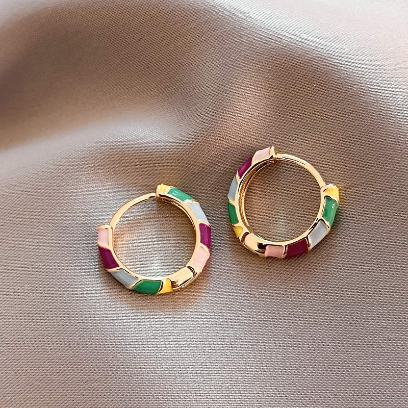 Elegant Gold-Plated Enamel Earrings